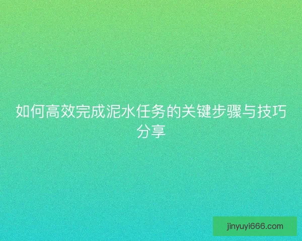 如何高效完成泥水任务的关键步骤与技巧分享