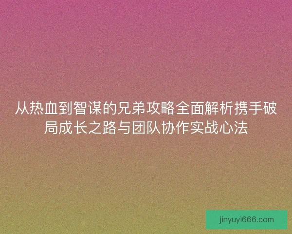 从热血到智谋的兄弟攻略全面解析携手破局成长之路与团队协作实战心法